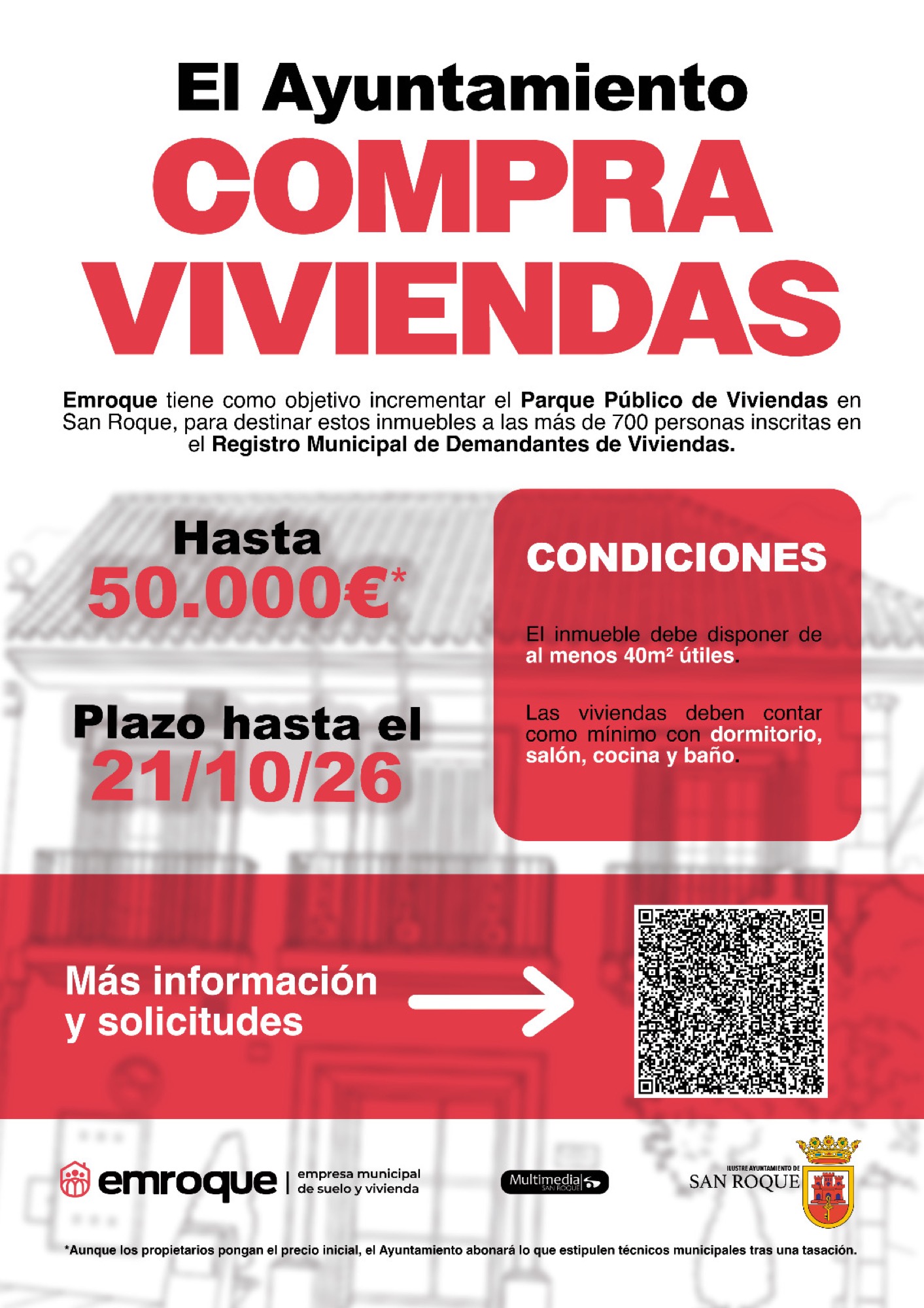 Nuevo llamamiento a propietarios que quieran vender viviendas a Emroque